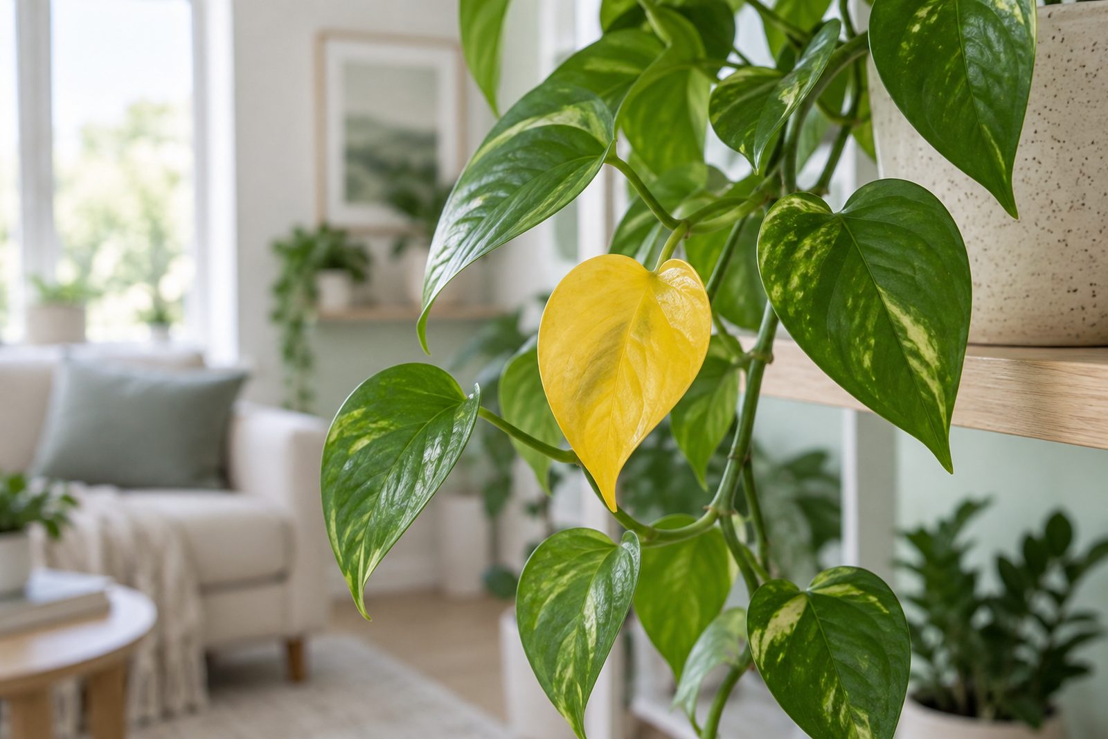 Frunze galbene la pothos