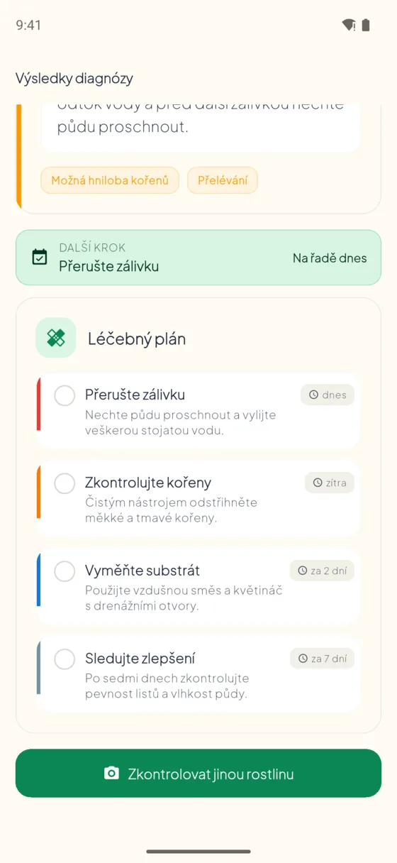 Step-by-step treatment plan with checkable steps